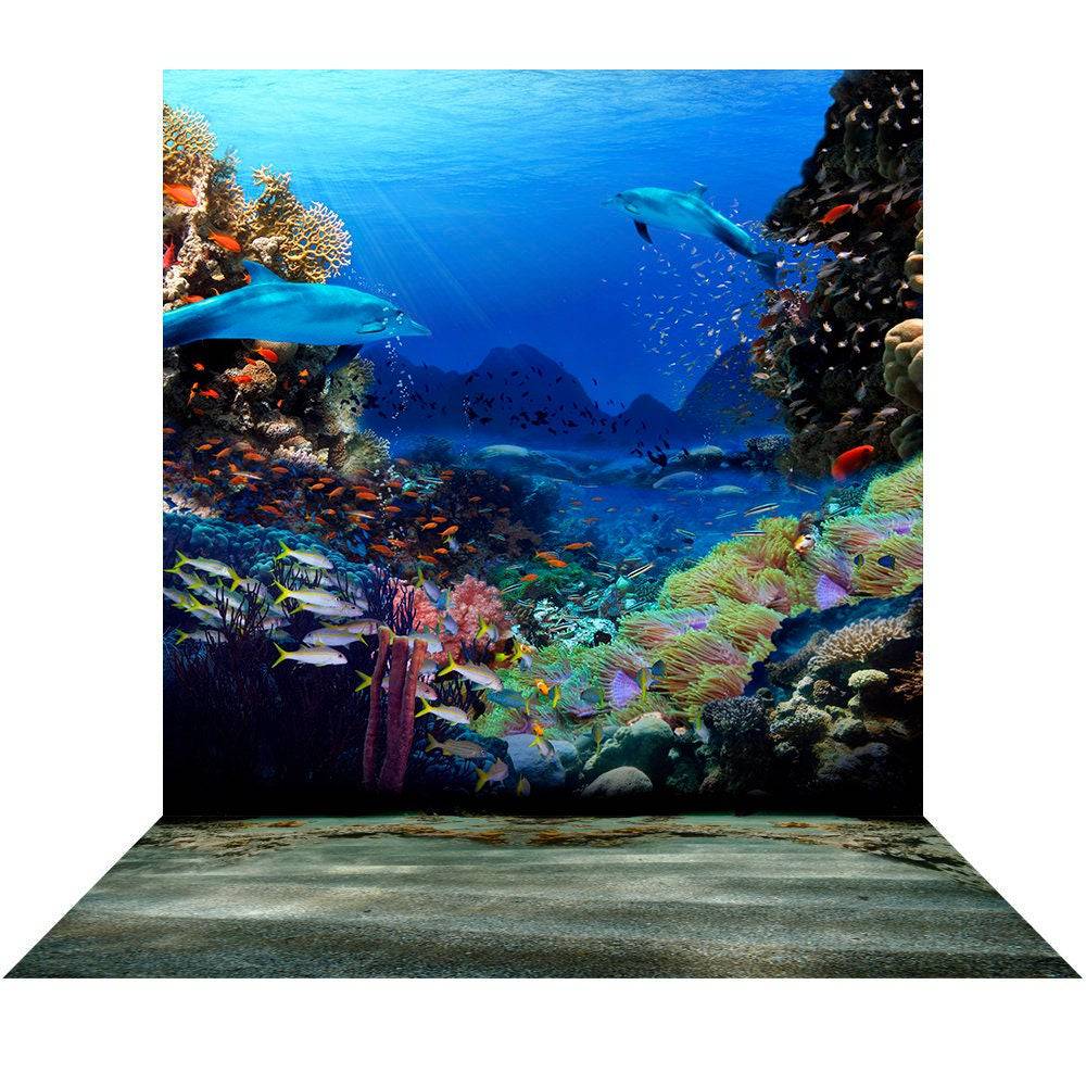 Dolphin Coral Reef Photo Backdrop - Pro 10  x 20  