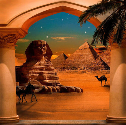Egyptian Pharaoh Giza Pyramid and Sphinx Photo Backdrop - Pro 10  x 10  