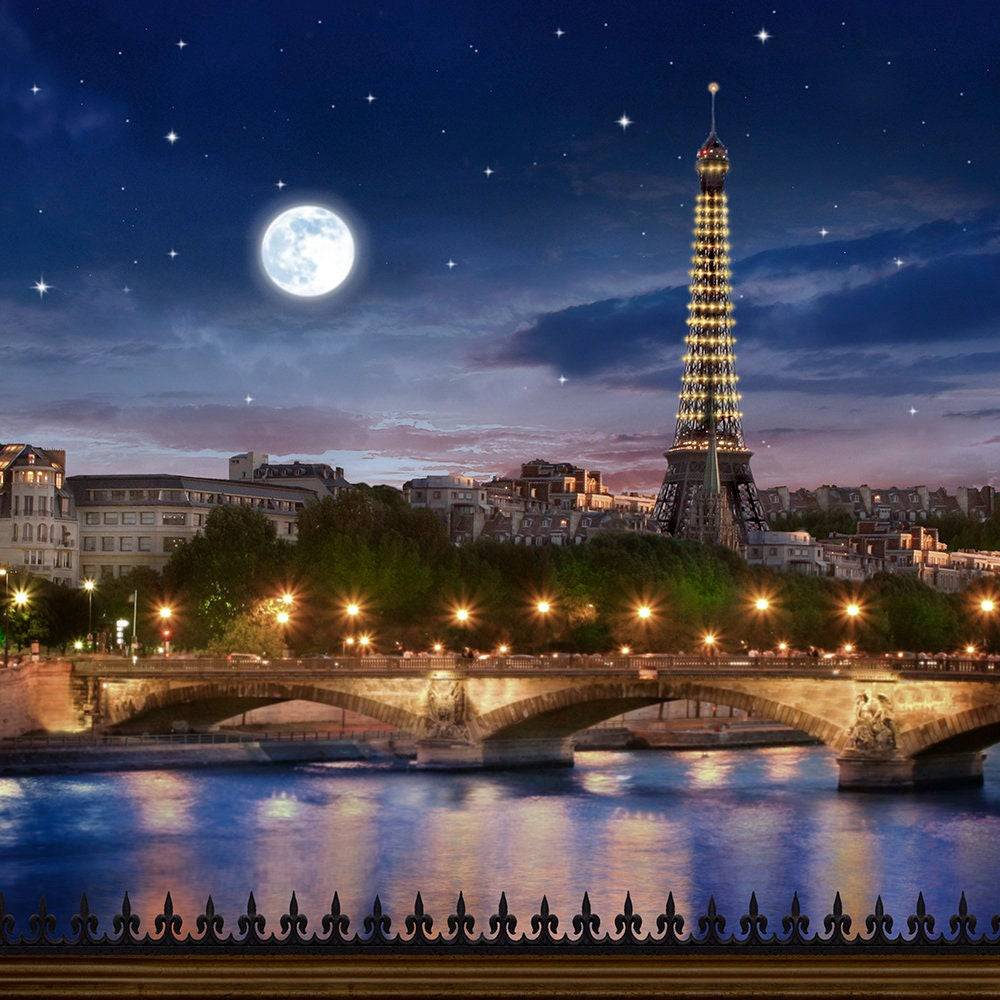Eiffel Tower Moonlit Photography Backdrop - Basic 10  x 8  