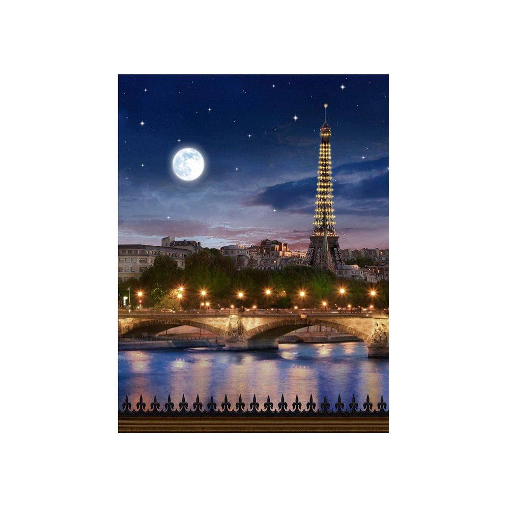 Eiffel Tower Moonlit Photography Backdrop - Basic 4.4  x 5  