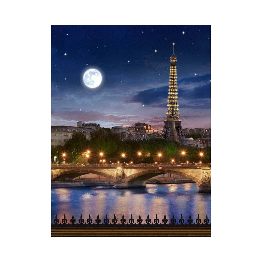 Eiffel Tower Moonlit Photography Backdrop - Basic 5.5  x 6.5  