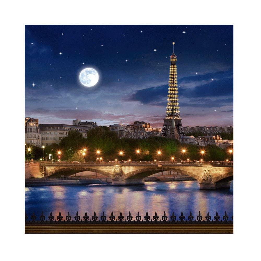 Eiffel Tower Moonlit Photography Backdrop - Basic 8  x 8  