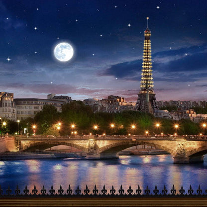 Eiffel Tower Moonlit Photography Backdrop - Pro 10  x 10  