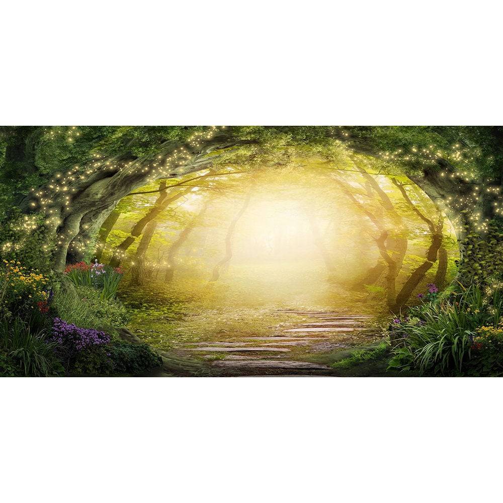 Enchanted Forest Pathway Photo Backdrop, Fairytale Outdoor Wedding, Twilight Fairy Photo Backdrop, Fantastic Beasts Decor, Wedding Reception - Pro 10 x 8