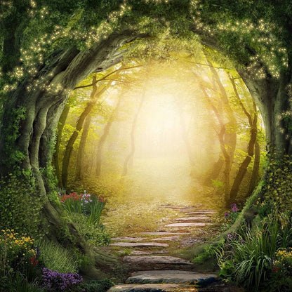 Enchanted Forest Pathway Photo Backdrop, Fairytale Outdoor Wedding, Twilight Fairy Photo Backdrop, Fantastic Beasts Decor, Wedding Reception - Pro 10 x 10