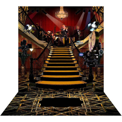 1920s Double Stair Big Band Photo Backdrop - Basic 8  x 16  