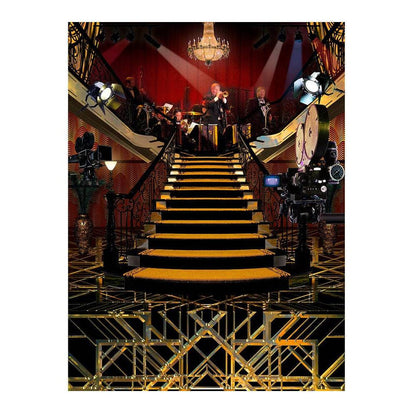 1920s Double Stair Big Band Photo Backdrop - Pro 6  x 8  