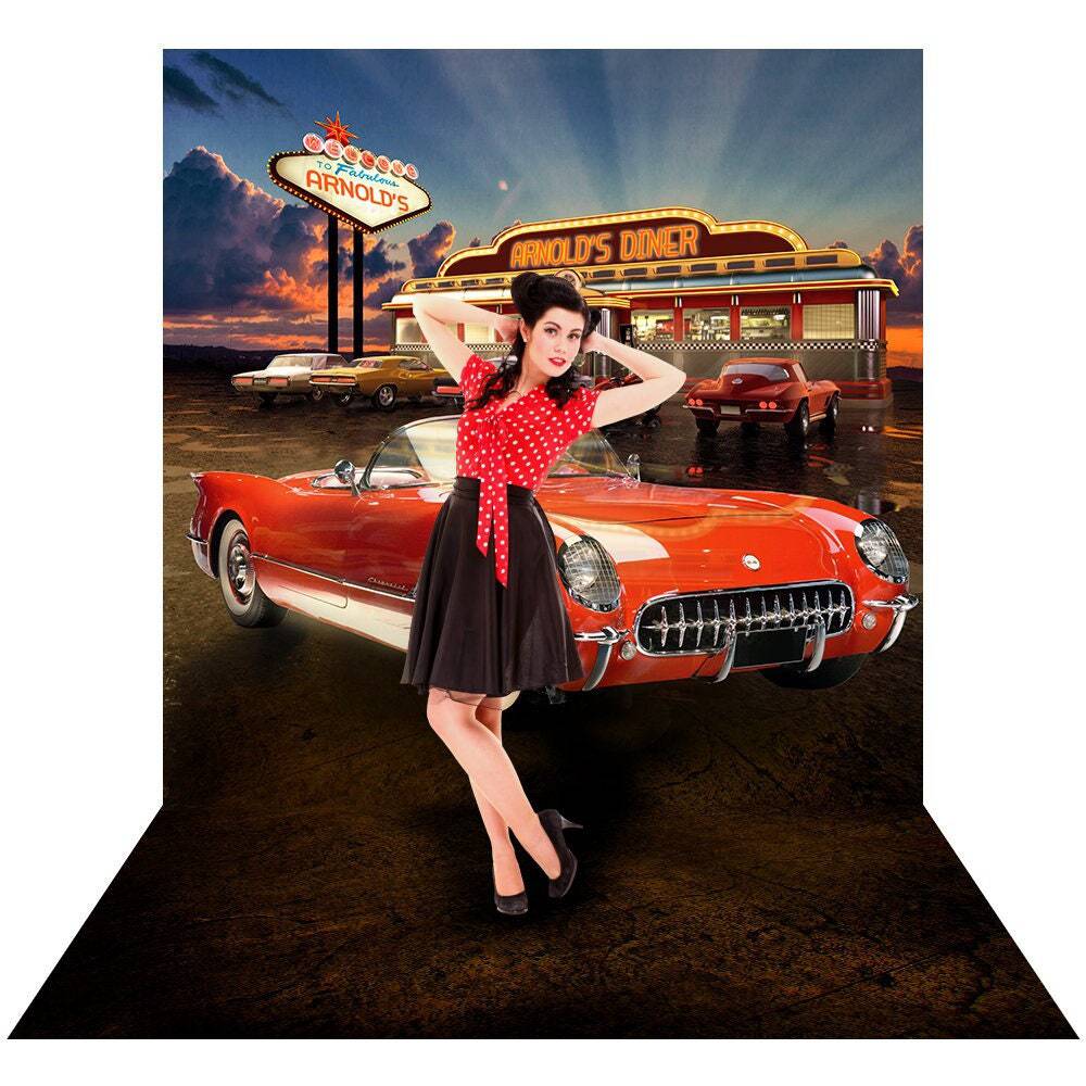 Grease 50s Diner with Corvette Photo Backdrop