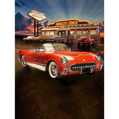 Grease 50s Diner with Corvette Photo Backdrop - Basic 6  x 8  