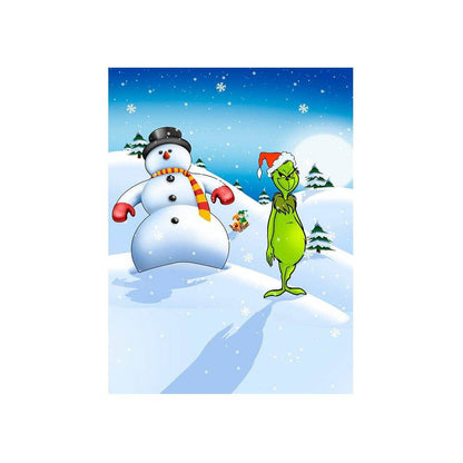 Grinch and Snowman Photography Backdrop - Basic 4.4  x 5  