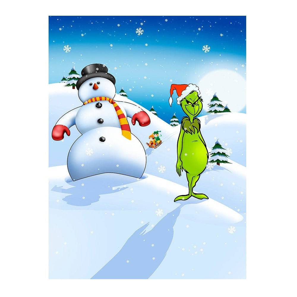 Grinch and Snowman Photography Backdrop - Basic 6  x 8  