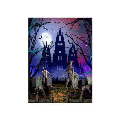 Haunted Castle Halloween Party Photo Background - Basic 4.4  x 5  