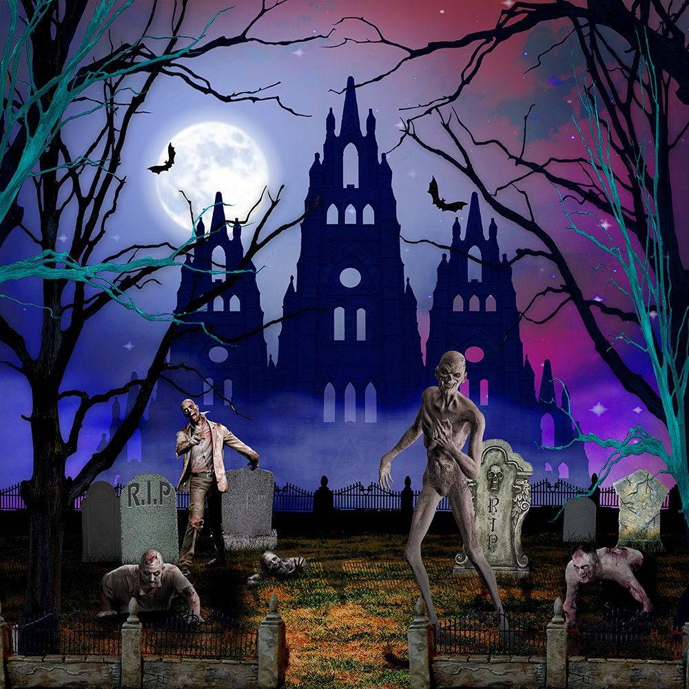 Haunted Castle Halloween Party Photo Background - Pro 10  x 10  