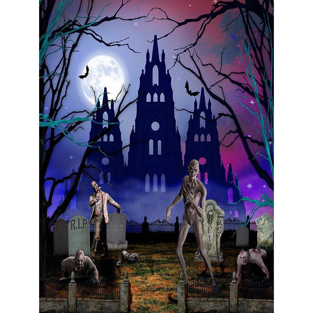 Haunted Castle Halloween Party Photo Background - Pro 8  x 10  