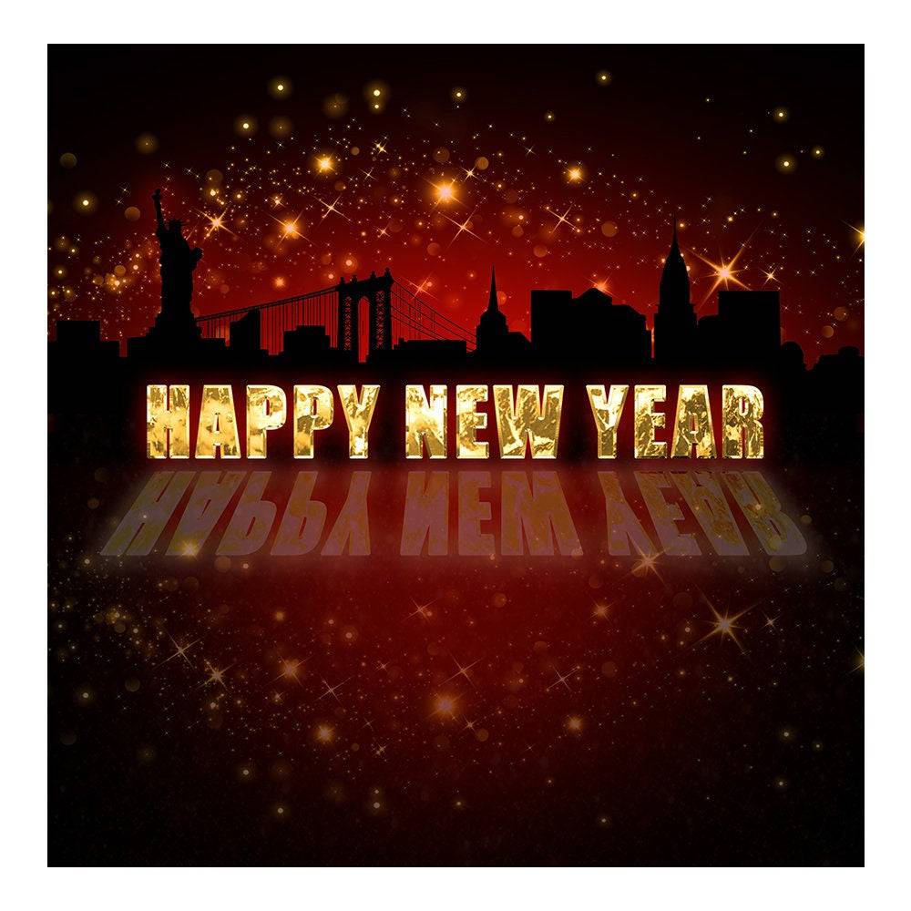 Happy New Year City Skyline Photography Background - Basic 8  x 10  