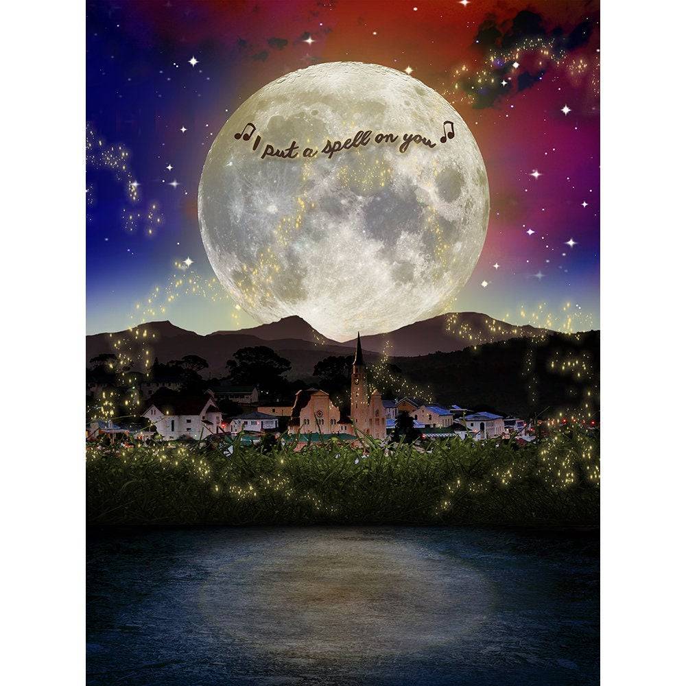 Hocus Pocus Full Moon Photo Background - Basic 8  x 10  
