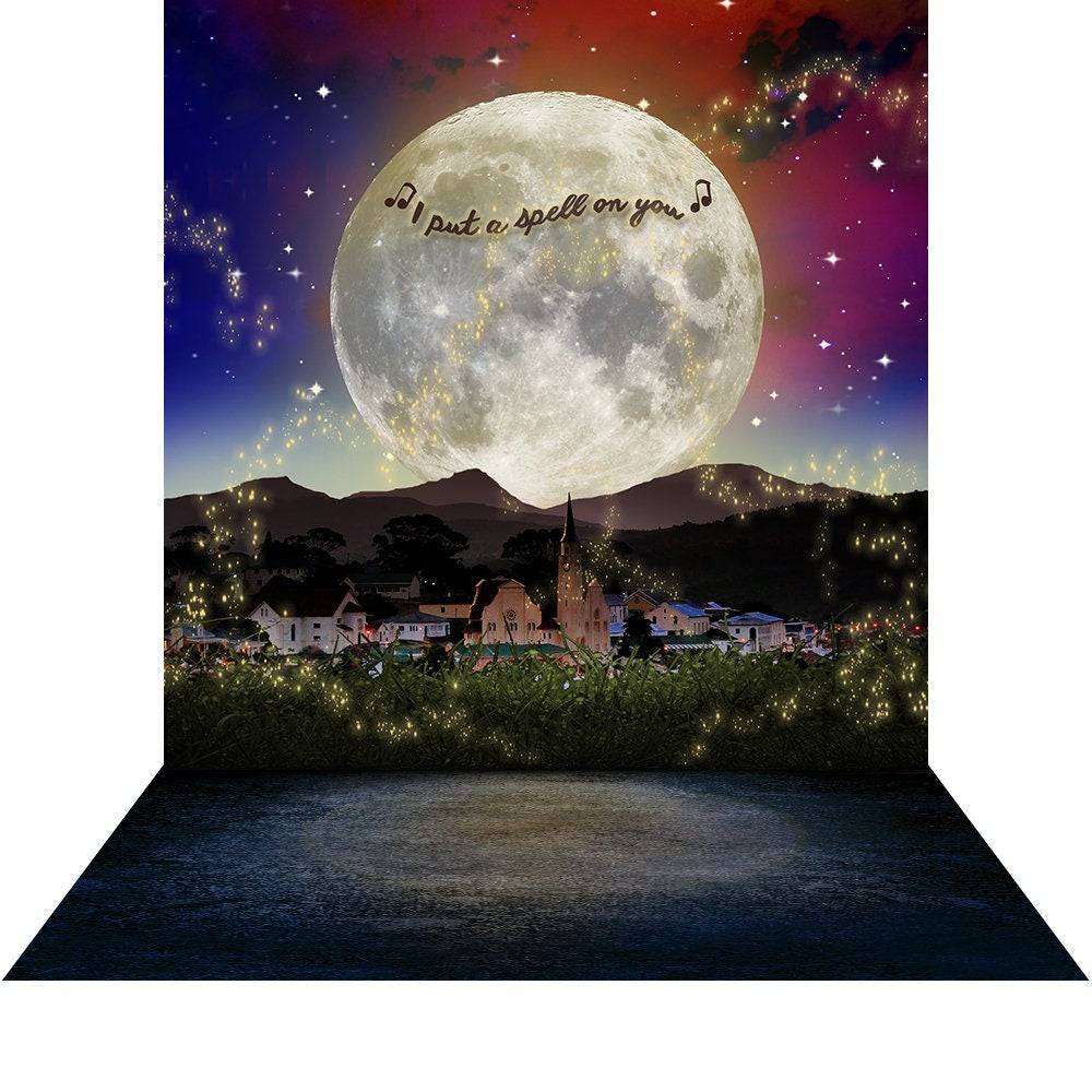 Hocus Pocus Full Moon Photo Background - Basic 8  x 16  