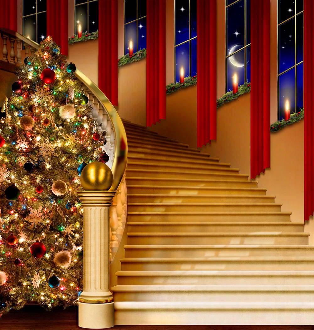 Holiday Staircase Photo Backdrop - Pro 10  x 10  