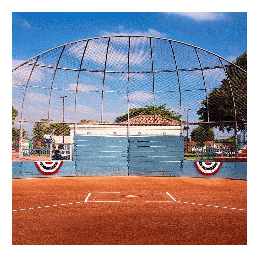 Home Plate Baseball Field Photo Backdrop Backdrop - Pro 8  x 8  