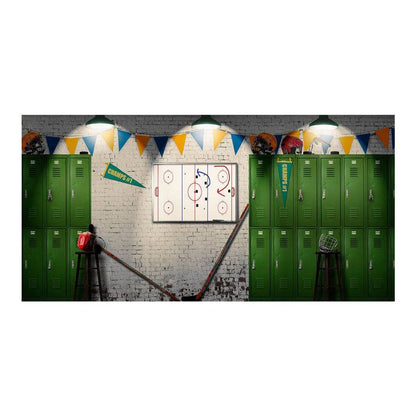 Ice Hockey Locker Room Photo Backdrop - Basic 16  x 8  