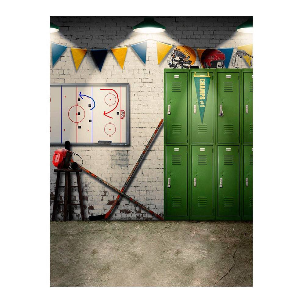 Ice Hockey Locker Room Photo Backdrop - Basic 6  x 8  