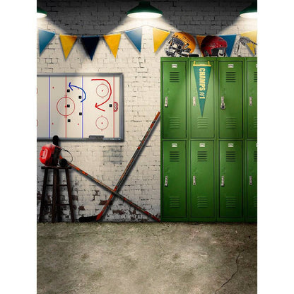 Ice Hockey Locker Room Photo Backdrop - Basic 8  x 10  