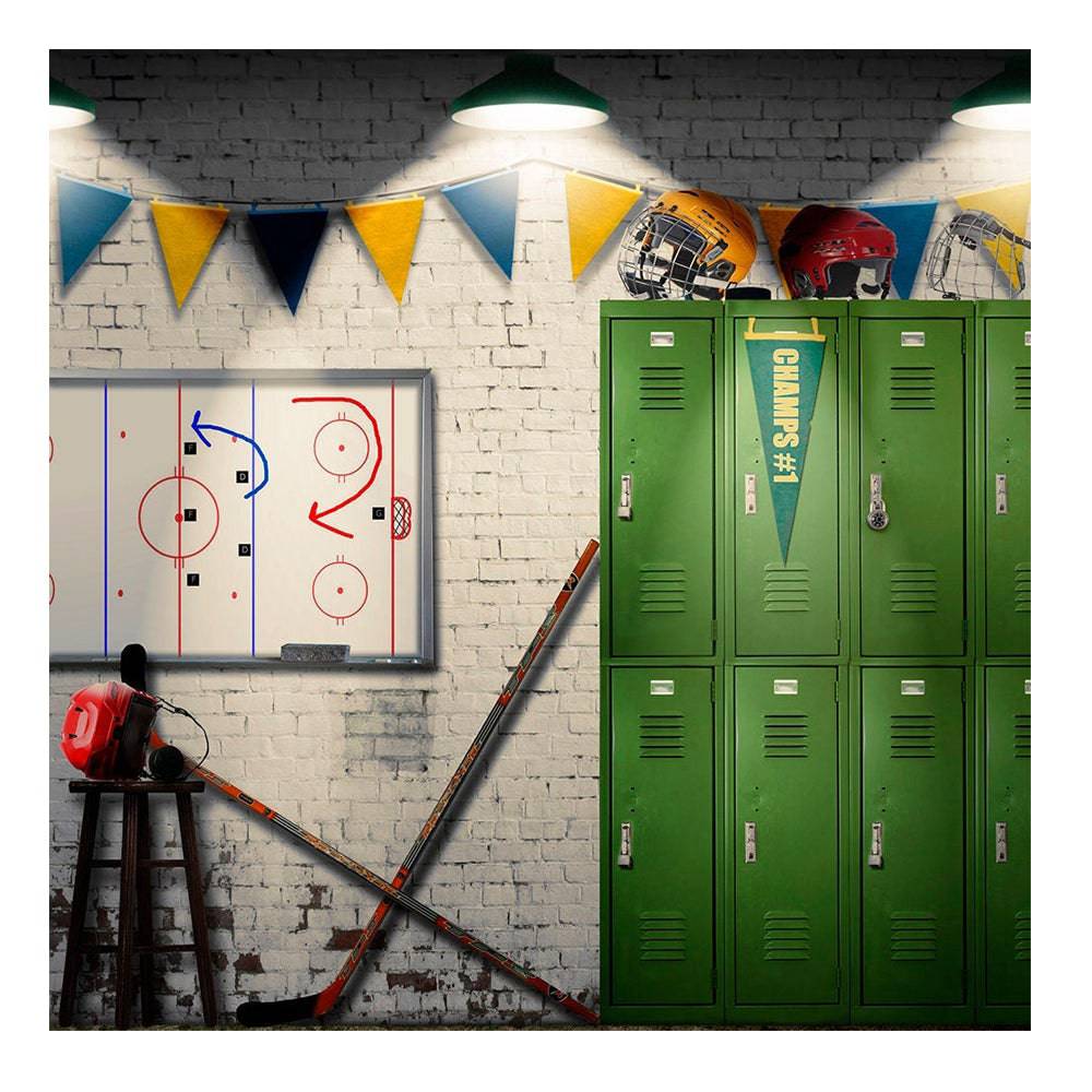 Ice Hockey Locker Room Photo Backdrop - Basic 8  x 8  