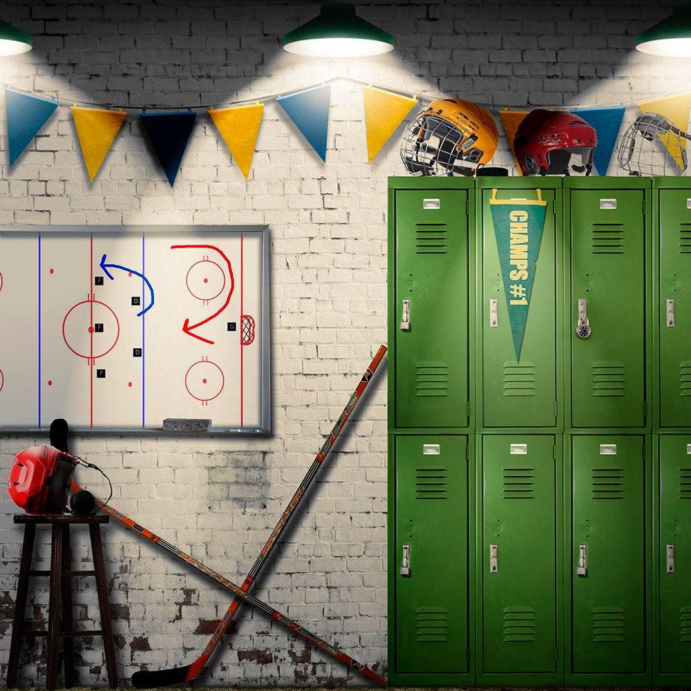 Ice Hockey Locker Room Photo Backdrop - Pro 10  x 10  