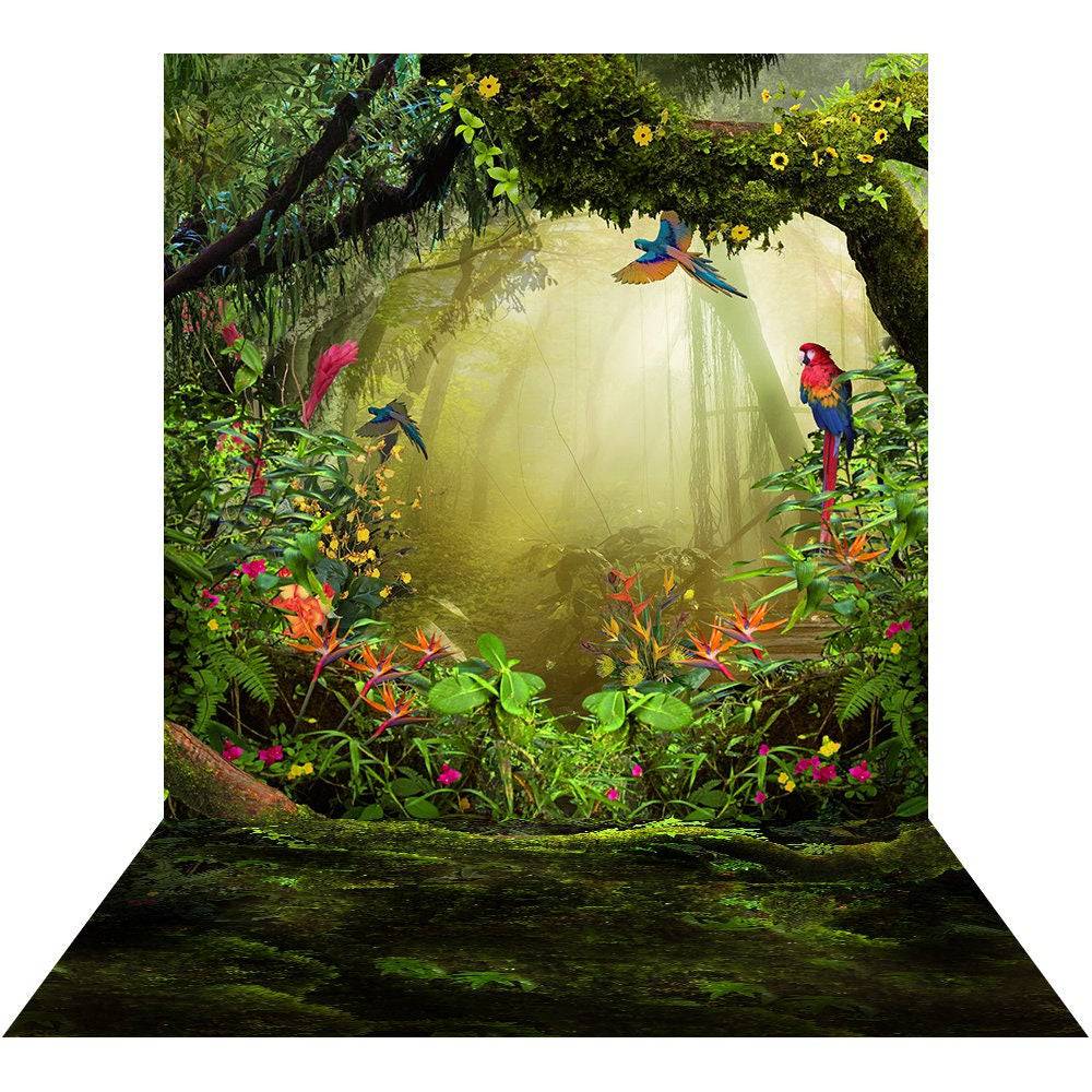 Green Jungle Photo Backdrop - Basic 8  x 16  