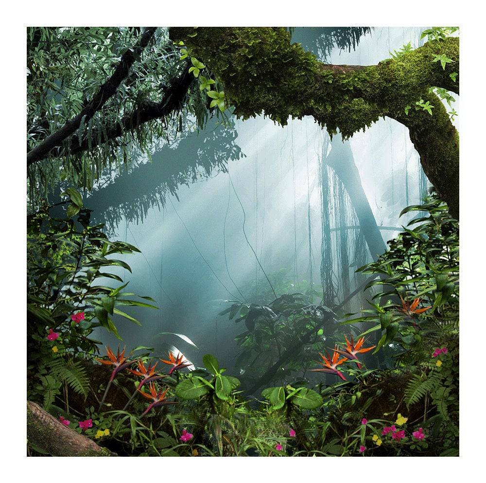 Realistic Jungle Photography Backdrop - Basic 8  x 8  
