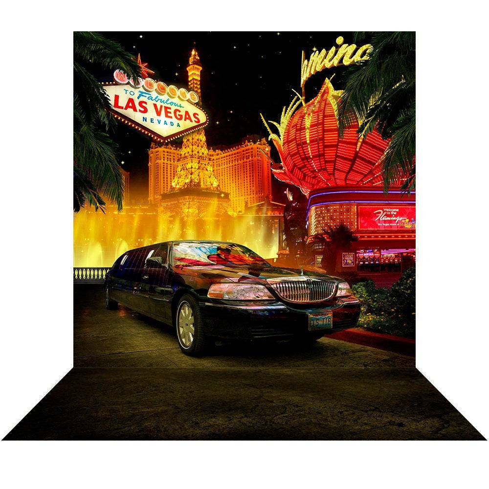 Hot Nights Las Vegas Limousine Photography Backdrop - Basic 8  x 16  