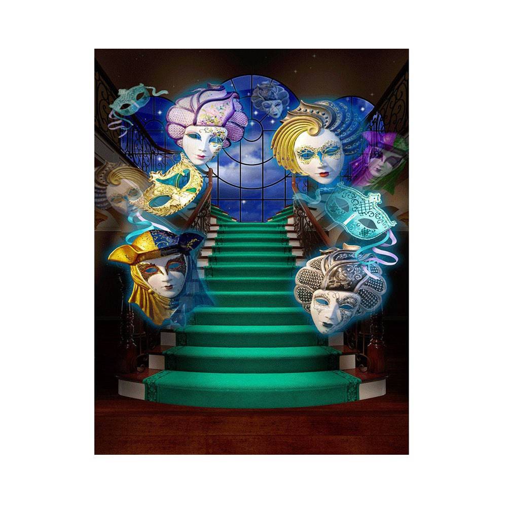 Mardi Gras Masquerade Staircase Photo Backdrop - Basic 5.5  x 6.5  