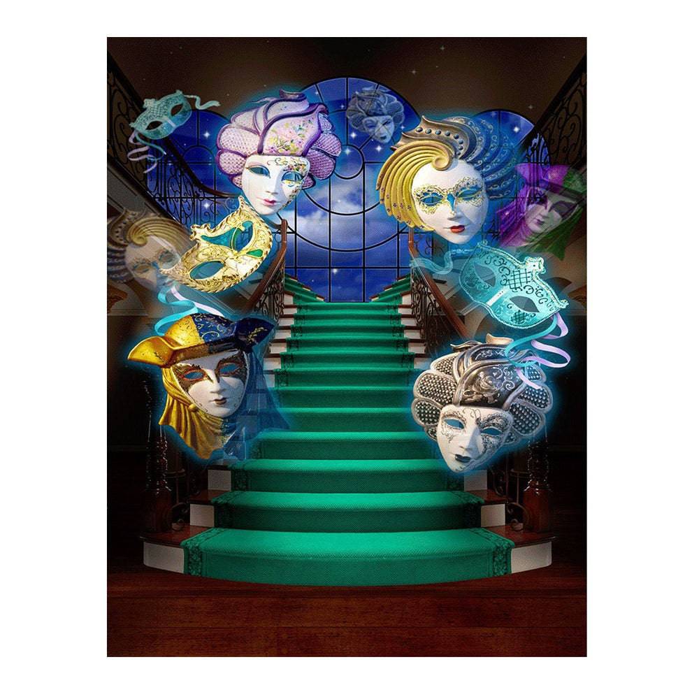 Mardi Gras Masquerade Staircase Photo Backdrop - Pro 6  x 8  
