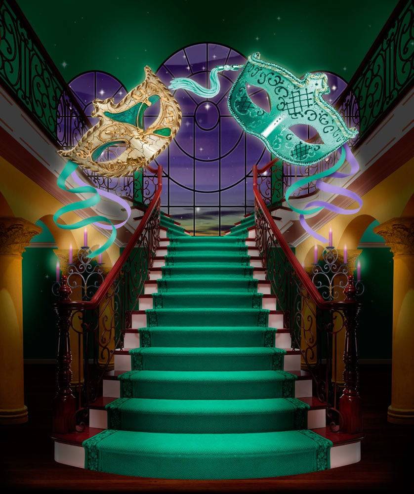 Masquerade Party Staircase Photo Backdrop - Basic 8  x 10  