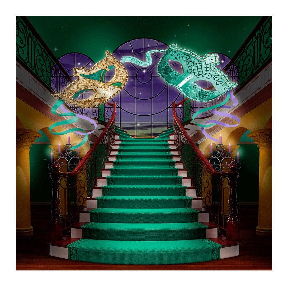 Masquerade Party Staircase Photo Backdrop - Basic 8  x 8  