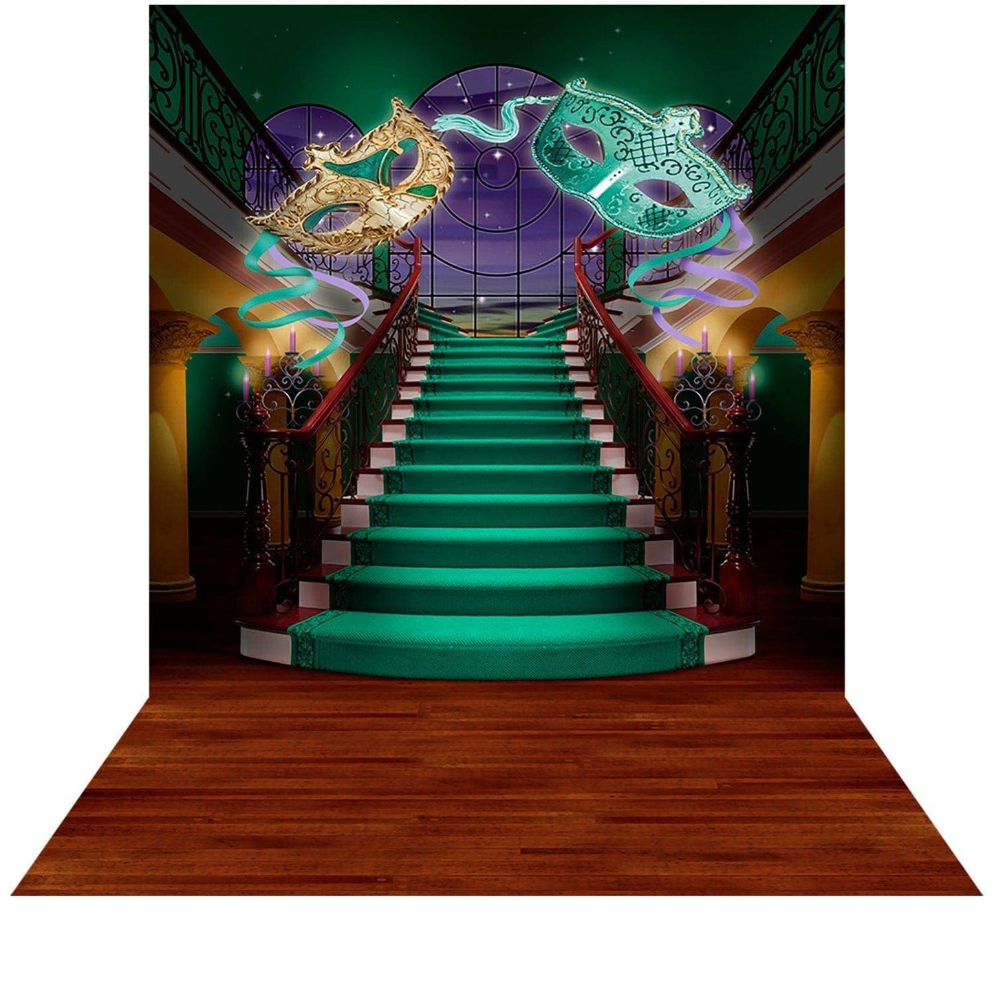 Masquerade Party Staircase Photo Backdrop - Pro 9  x 16  