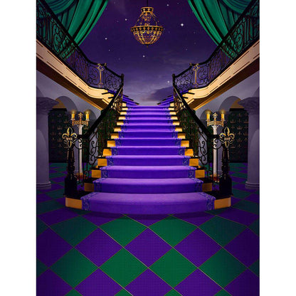 Gold Green Purple Staircase Photography Backdrop - Basic 8  x 10  