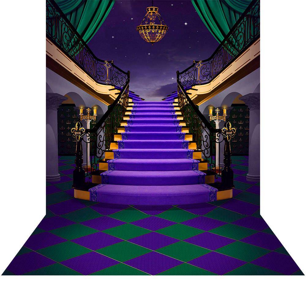 Gold Green Purple Staircase Photography Backdrop