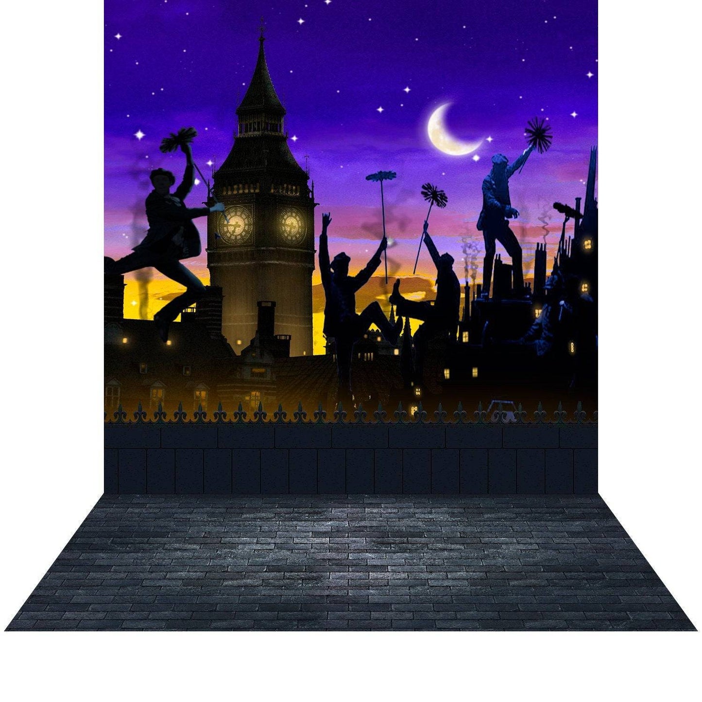 Mary Poppins Rooftop Photography Backdrop - Basic 8  x 16  