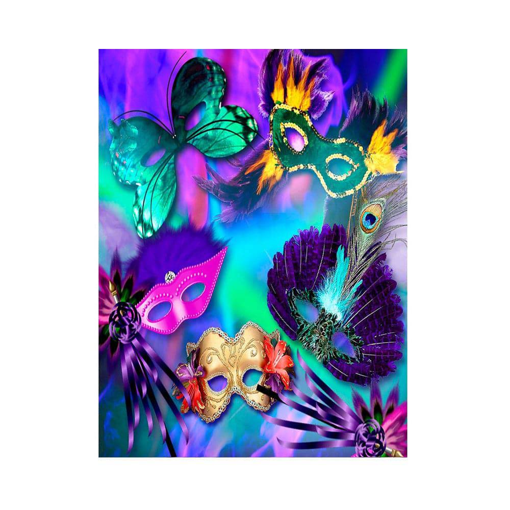 Colorful Masked Mardi Gras Photo Backdrop - Basic 5.5  x 6.5  