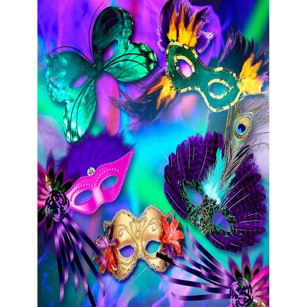 Colorful Masked Mardi Gras Photo Backdrop - Pro 8  x 10  