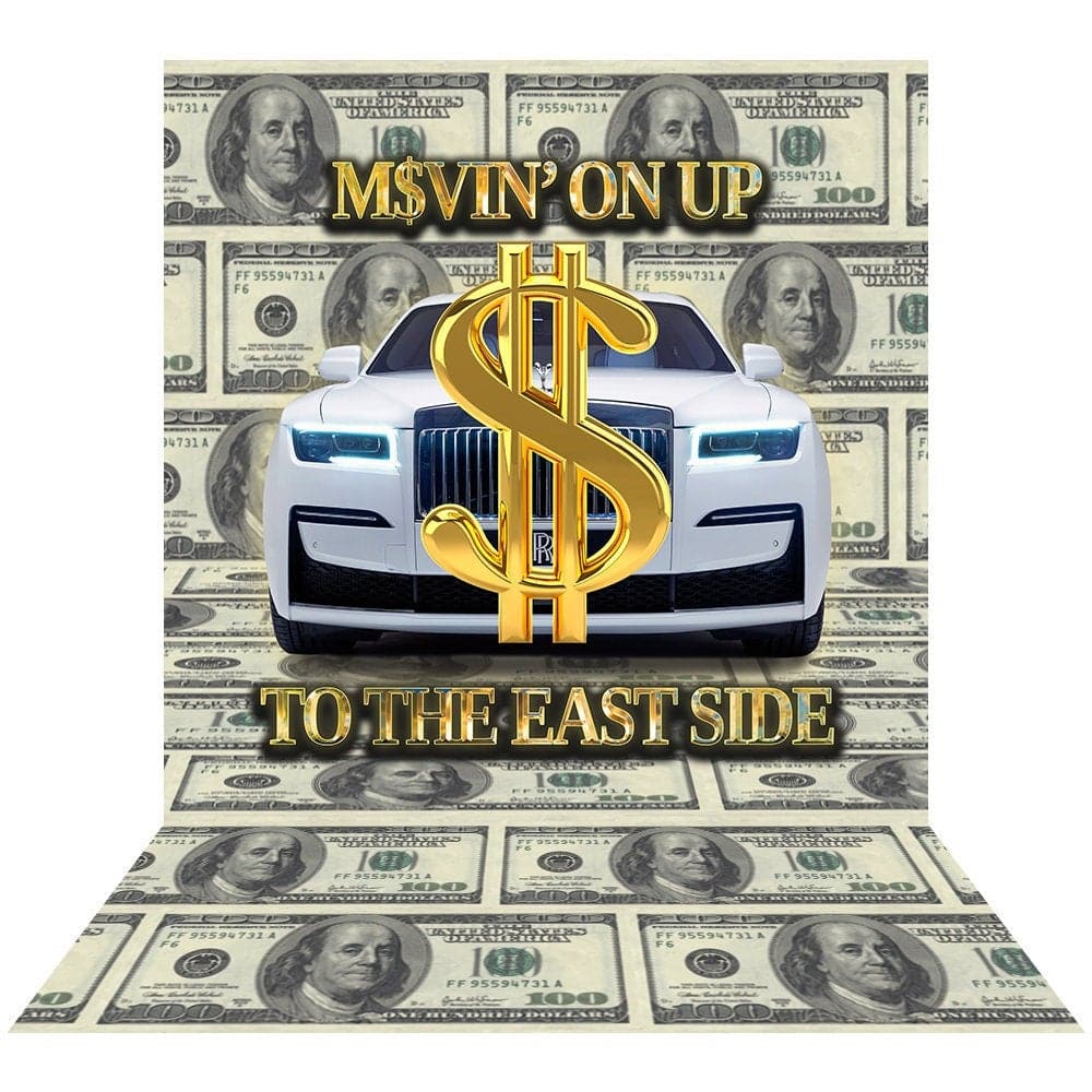 Movin' On Up Party Decorations, Money, Rolls Royce, Dollar Signs, Birthday Birthday Banner by AlbaBackgrounds - Pro 9 x 16