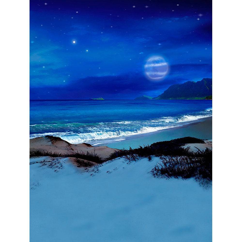 Blue Night Ocean Photo Backdrop - Pro 8  x 10  