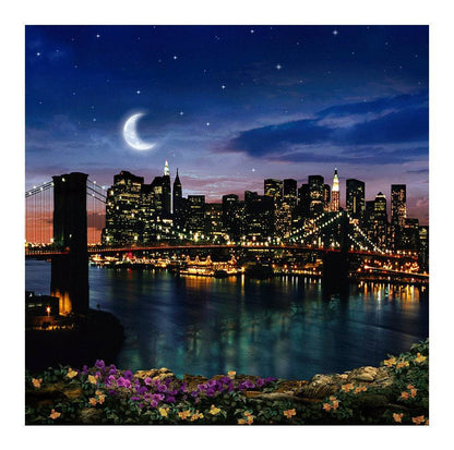 New York Brooklyn Bridge at Night Photo Backdrop - Pro 8  x 8  