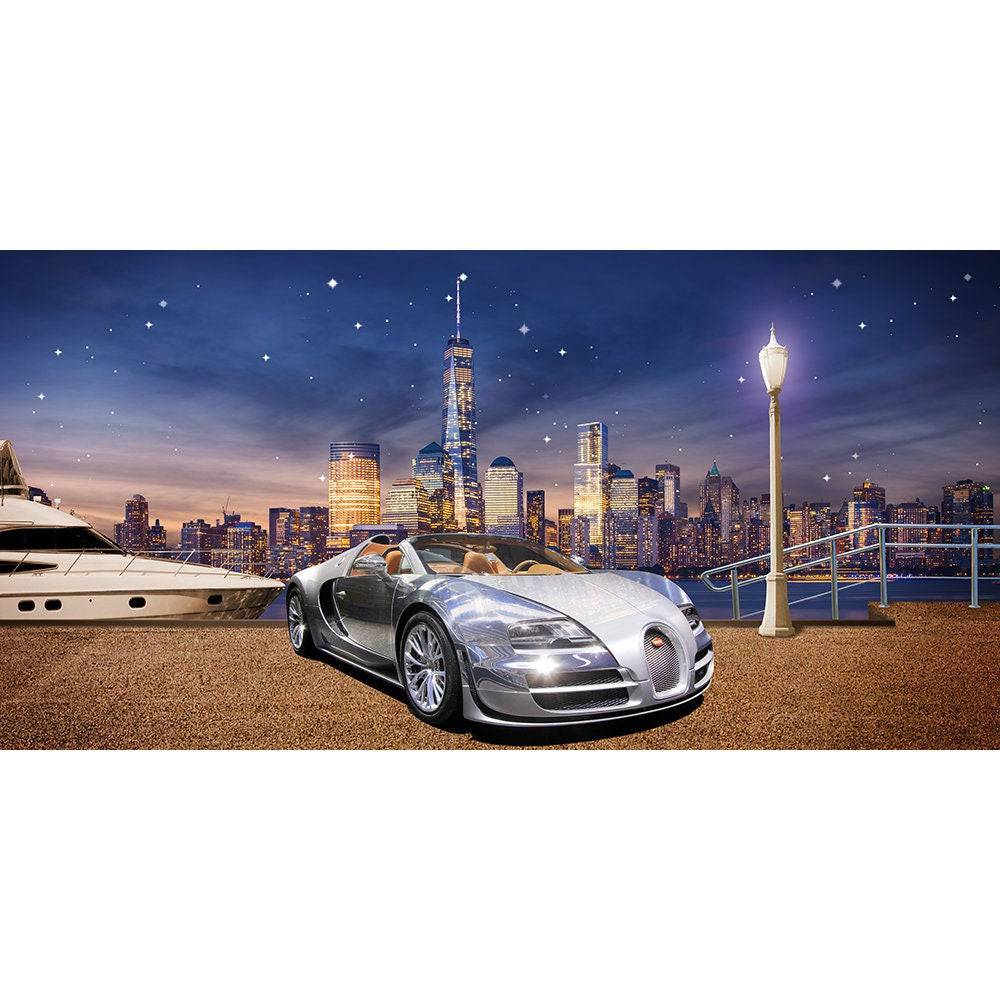 New York City Bugatti Car Photo Backdrop - Pro 20  x 10  