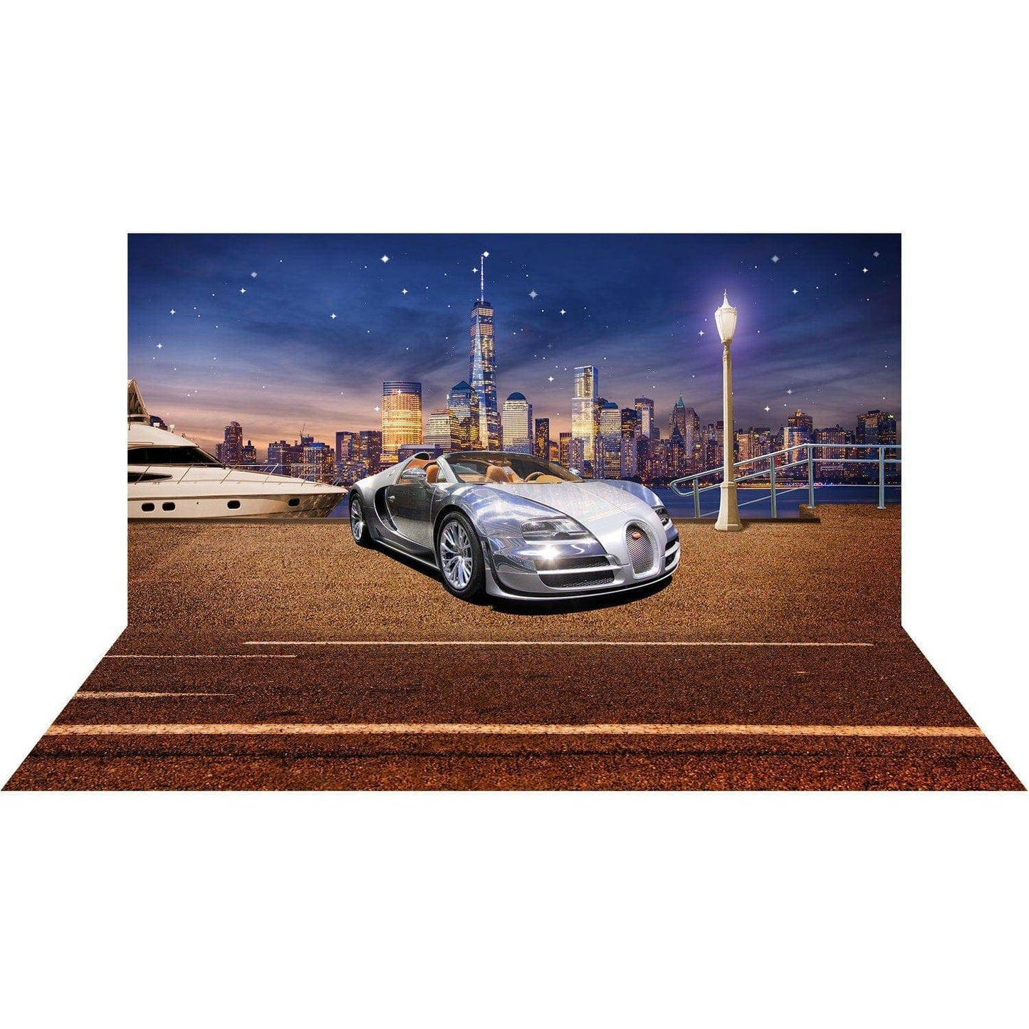 New York City Bugatti Car Photo Backdrop - Pro 20  x 20  
