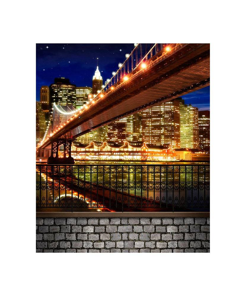 New York City Bridge And Waterfront Photo Backdrop - Basic 4.4  x 5  
