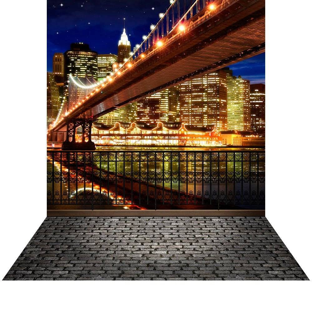 New York City Bridge And Waterfront Photo Backdrop - Basic 8  x 16  