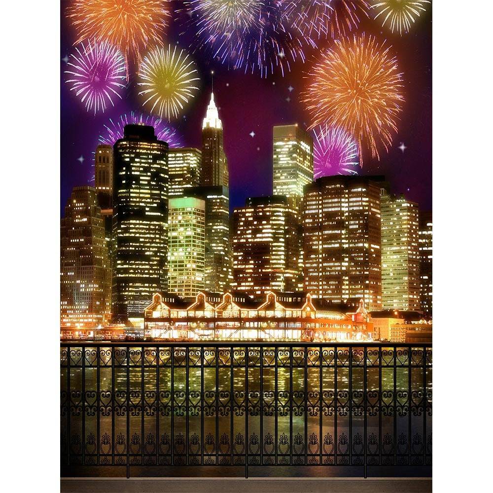 New York Fireworks Photo Backdrop - Basic 10  x 8  