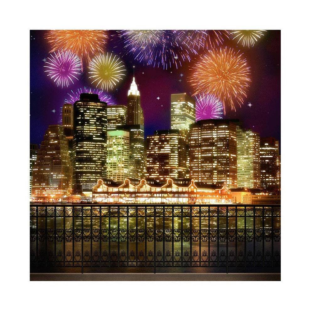 New York Fireworks Photo Backdrop - Basic 8  x 8  